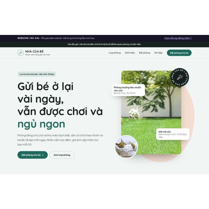 Ảnh chụp Mẫu giao diện khách sạn thú cưng — Thanh lịch | WZ-846
