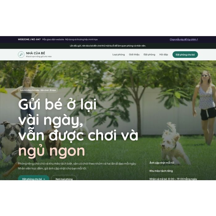 Ảnh chụp Mẫu giao diện khách sạn thú cưng — Nổi bật | WZ-847