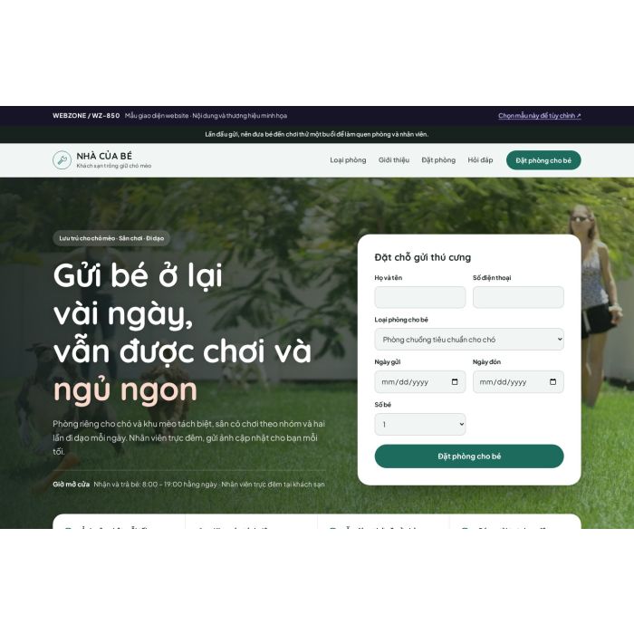 Ảnh chụp Mẫu giao diện khách sạn thú cưng — Tập trung chuyển đổi | WZ-850