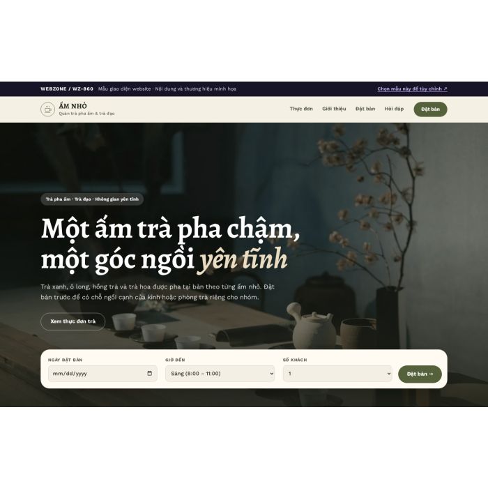 Ảnh chụp Mẫu giao diện quán trà & trà đạo — Tập trung chuyển đổi | WZ-860
