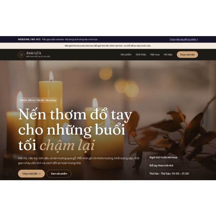 Ảnh chụp Mẫu giao diện nến thơm & tinh dầu — Nổi bật | WZ-872
