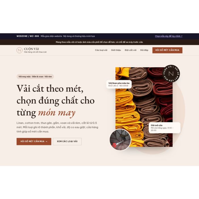Ảnh chụp Mẫu giao diện cửa hàng vải — Thanh lịch | WZ-886
