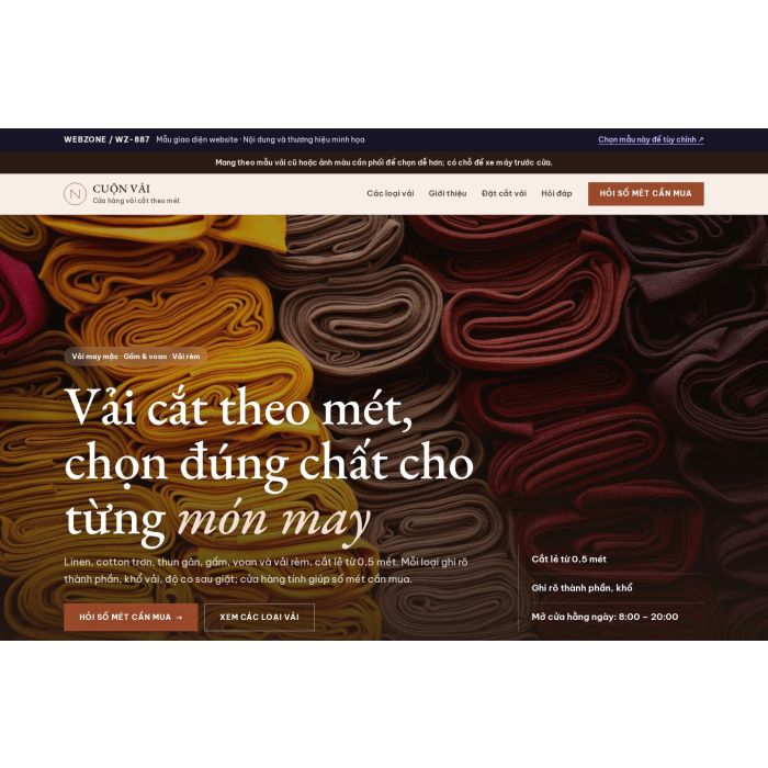 Ảnh chụp Mẫu giao diện cửa hàng vải — Nổi bật | WZ-887