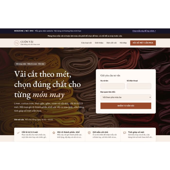 Ảnh chụp Mẫu giao diện cửa hàng vải — Tập trung chuyển đổi | WZ-890