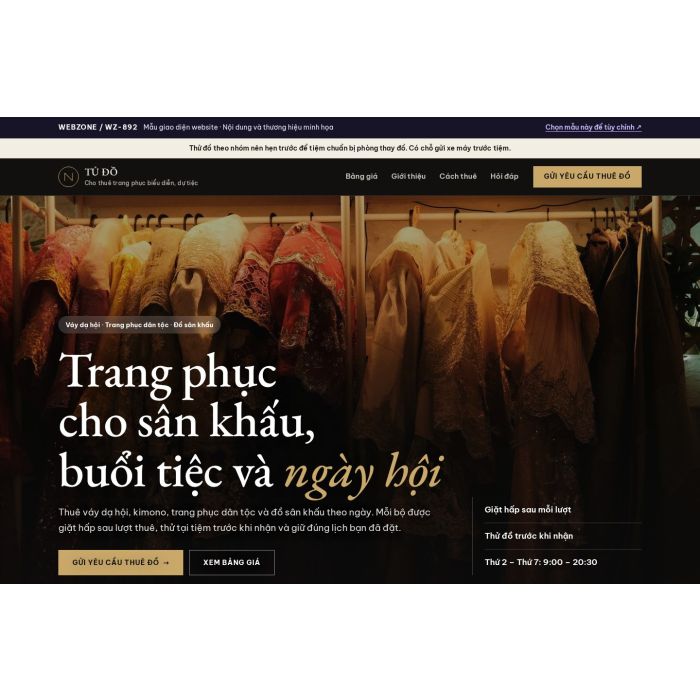 Ảnh chụp Mẫu giao diện cho thuê trang phục — Nổi bật | WZ-892