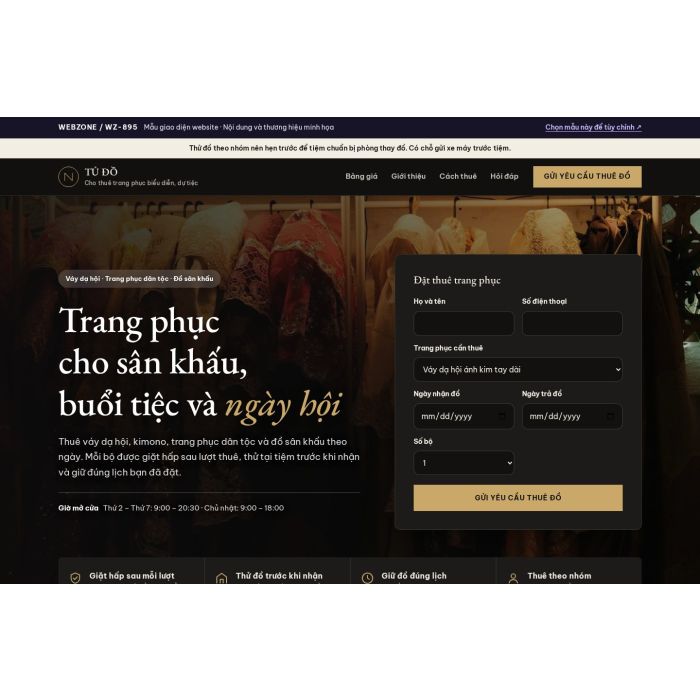 Ảnh chụp Mẫu giao diện cho thuê trang phục — Tập trung chuyển đổi | WZ-895