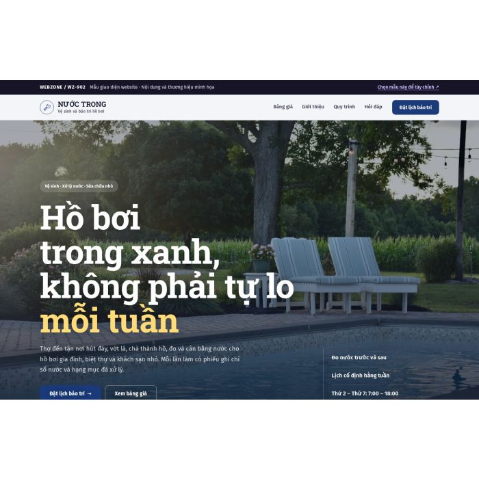 Ảnh chụp Mẫu giao diện bảo trì hồ bơi — Nổi bật | WZ-902