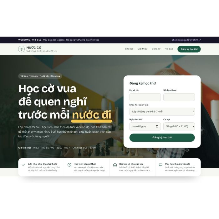 Ảnh chụp Mẫu giao diện câu lạc bộ cờ vua — Tập trung chuyển đổi | WZ-915