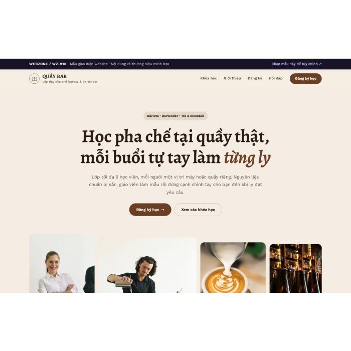 Ảnh chụp Mẫu giao diện trường dạy pha chế — Trưng bày | WZ-918