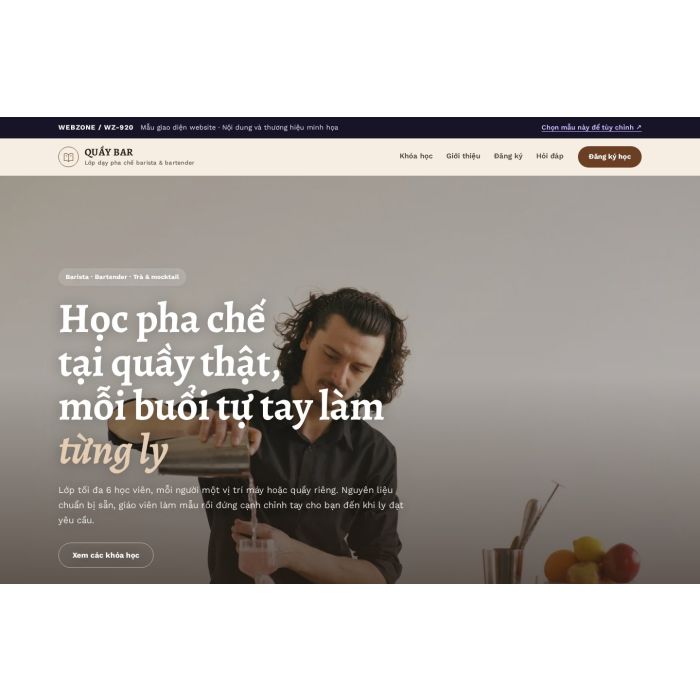 Ảnh chụp Mẫu giao diện trường dạy pha chế — Tập trung chuyển đổi | WZ-920