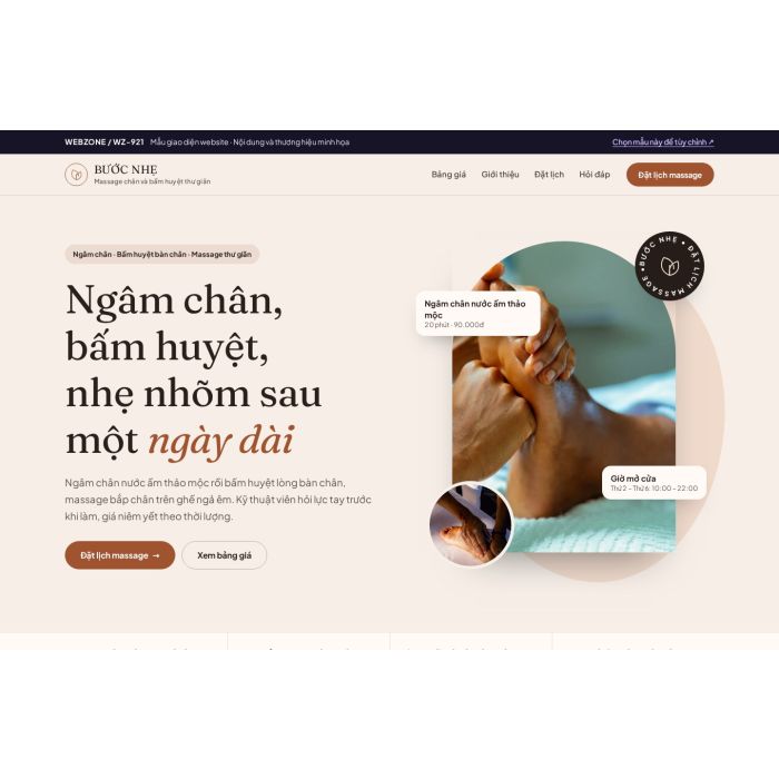 Ảnh chụp Mẫu giao diện massage chân & bấm huyệt — Thanh lịch | WZ-921