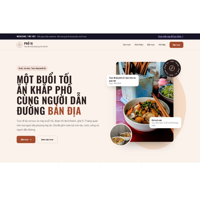 Ảnh chụp Mẫu giao diện tour ẩm thực đường phố — Thanh lịch | WZ-931