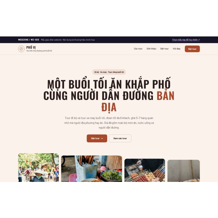 Ảnh chụp Mẫu giao diện tour ẩm thực đường phố — Trưng bày | WZ-933