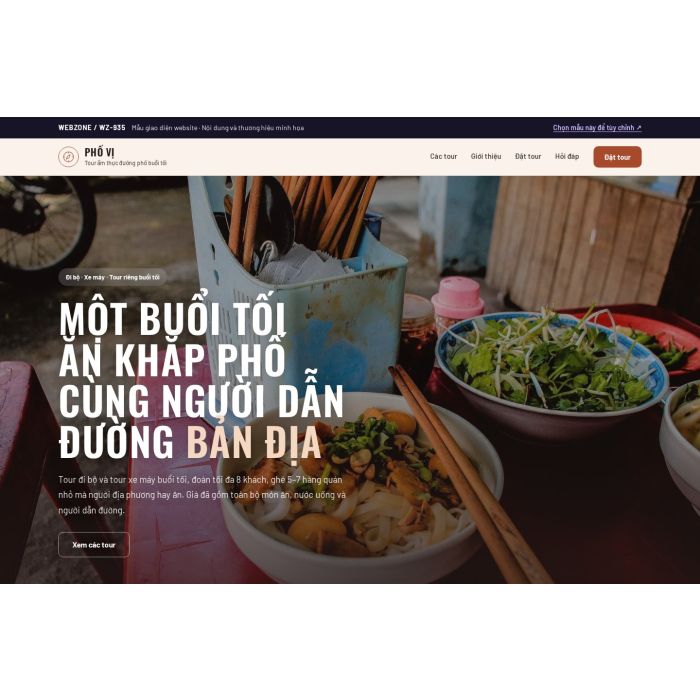 Ảnh chụp Mẫu giao diện tour ẩm thực đường phố — Tập trung chuyển đổi | WZ-935