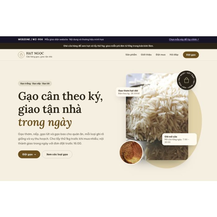 Ảnh chụp Mẫu giao diện cửa hàng gạo — Thanh lịch | WZ-956