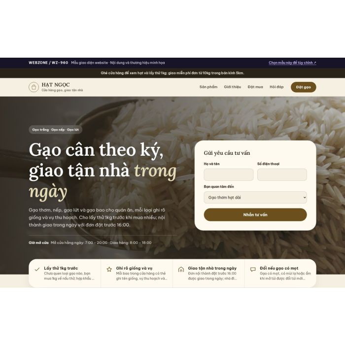 Ảnh chụp Mẫu giao diện cửa hàng gạo — Tập trung chuyển đổi | WZ-960