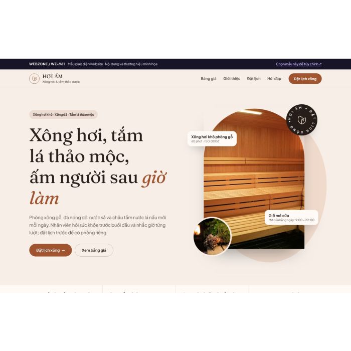 Ảnh chụp Mẫu giao diện xông hơi & tắm thảo dược — Thanh lịch | WZ-961