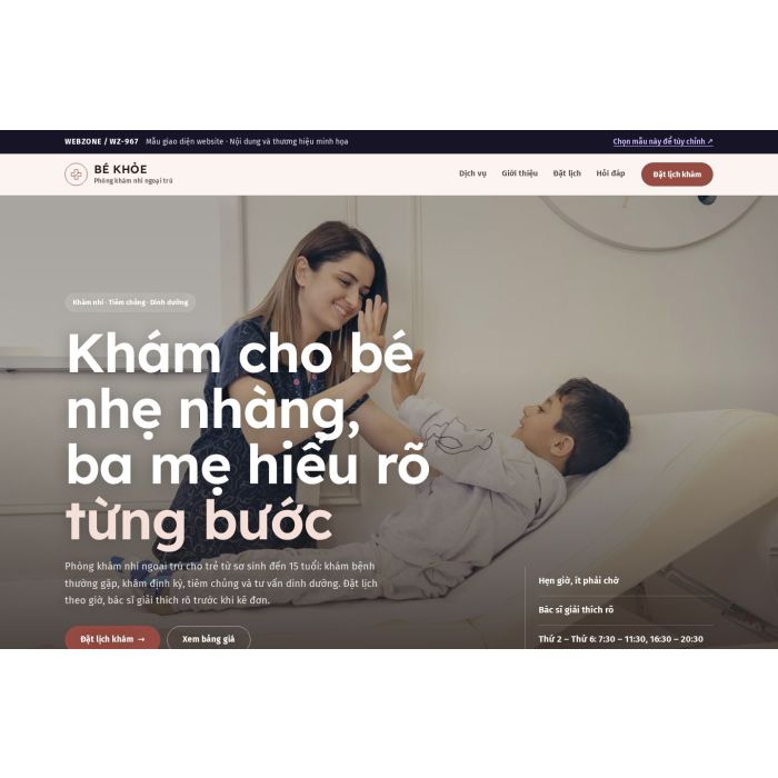Ảnh chụp Mẫu giao diện phòng khám nhi — Nổi bật | WZ-967