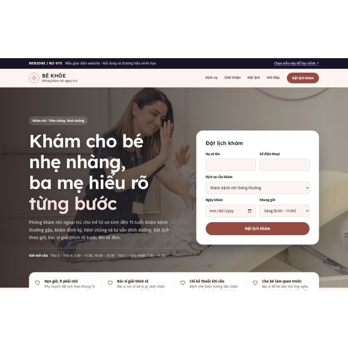 Ảnh chụp Mẫu giao diện phòng khám nhi — Tập trung chuyển đổi | WZ-970
