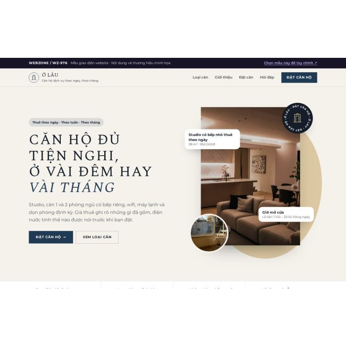 Ảnh chụp Mẫu giao diện căn hộ dịch vụ — Thanh lịch | WZ-976