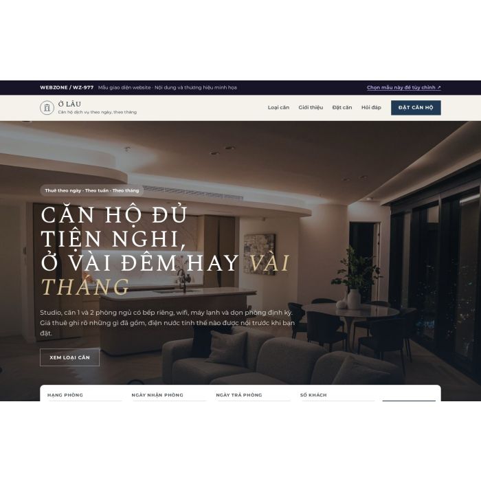 Ảnh chụp Mẫu giao diện căn hộ dịch vụ — Nổi bật | WZ-977