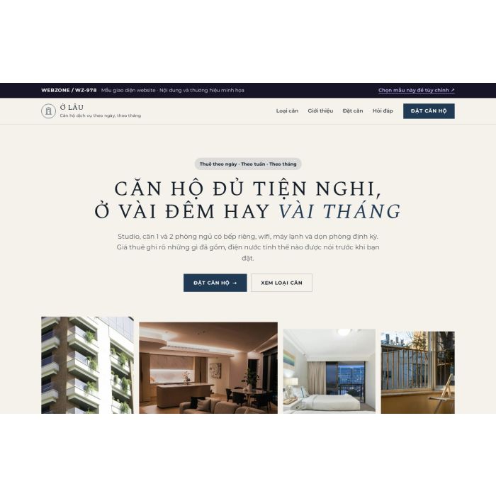 Ảnh chụp Mẫu giao diện căn hộ dịch vụ — Trưng bày | WZ-978
