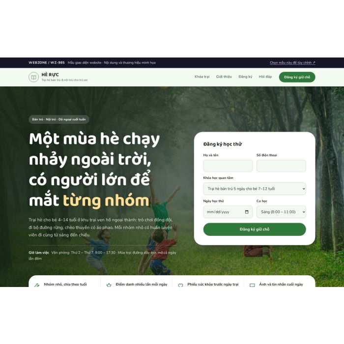 Ảnh chụp Mẫu giao diện trại hè trẻ em — Tập trung chuyển đổi | WZ-985