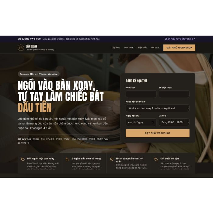 Ảnh chụp Mẫu giao diện lớp làm gốm — Tập trung chuyển đổi | WZ-990