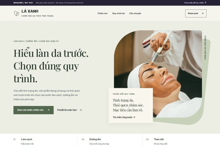 Ảnh xem trước Mẫu giao diện chăm sóc da — Thanh lịch | WZ-004