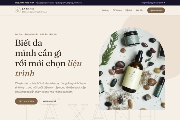 Ảnh xem trước Mẫu giao diện chăm sóc da — Thanh lịch | WZ-004