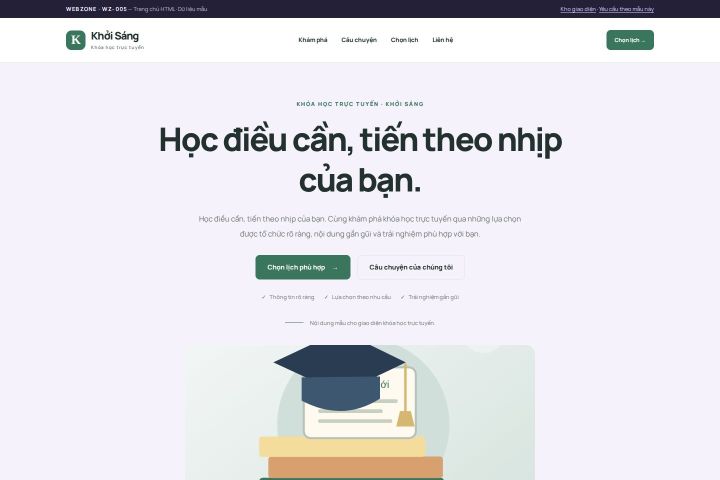 Ảnh chụp Giao diện HTML khóa học trực tuyến — Tập trung chuyển đổi | WZ-005