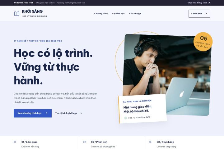 Ảnh xem trước Mẫu giao diện khóa học trực tuyến — Tập trung chuyển đổi | WZ-005