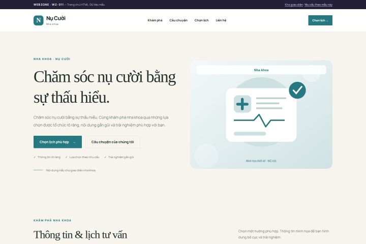 Ảnh chụp Giao diện HTML nha khoa — Thanh lịch | WZ-011