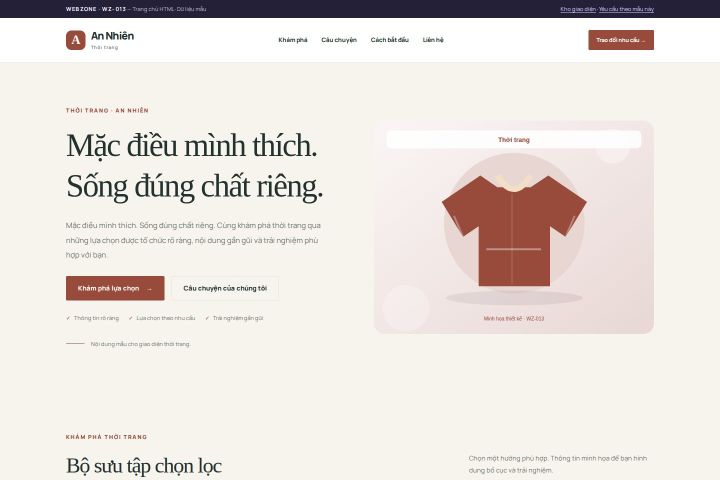 Ảnh chụp Giao diện HTML thời trang — Thanh lịch | WZ-013