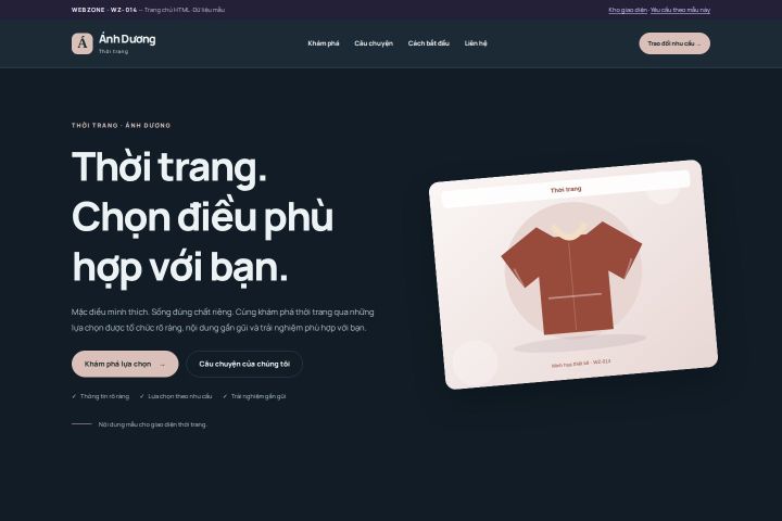 Ảnh chụp Giao diện HTML thời trang — Nổi bật | WZ-014