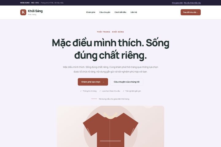 Ảnh chụp Giao diện HTML thời trang — Tập trung chuyển đổi | WZ-016