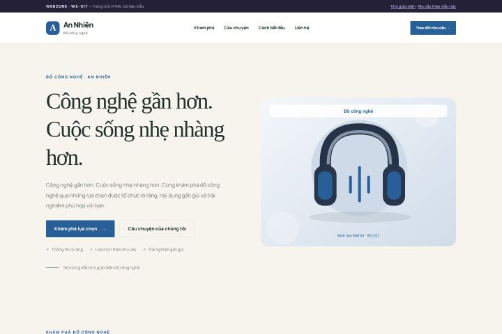 Ảnh chụp Giao diện HTML đồ công nghệ — Thanh lịch | WZ-017