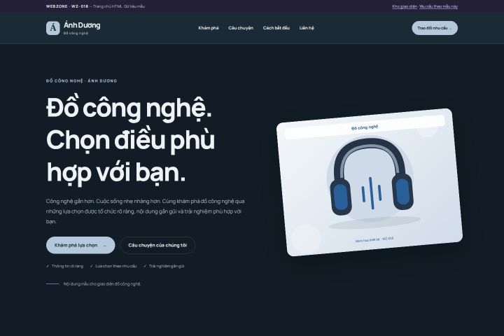 Ảnh chụp Giao diện HTML đồ công nghệ — Nổi bật | WZ-018