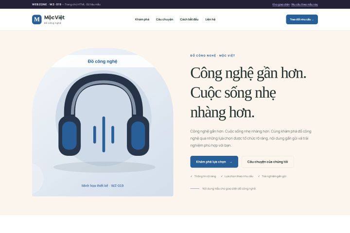 Ảnh chụp Giao diện HTML đồ công nghệ — Kể chuyện | WZ-019