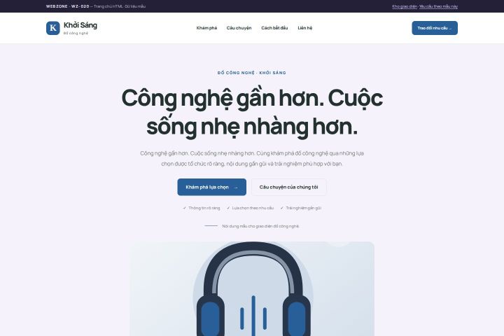 Ảnh chụp Giao diện HTML đồ công nghệ — Tập trung chuyển đổi | WZ-020