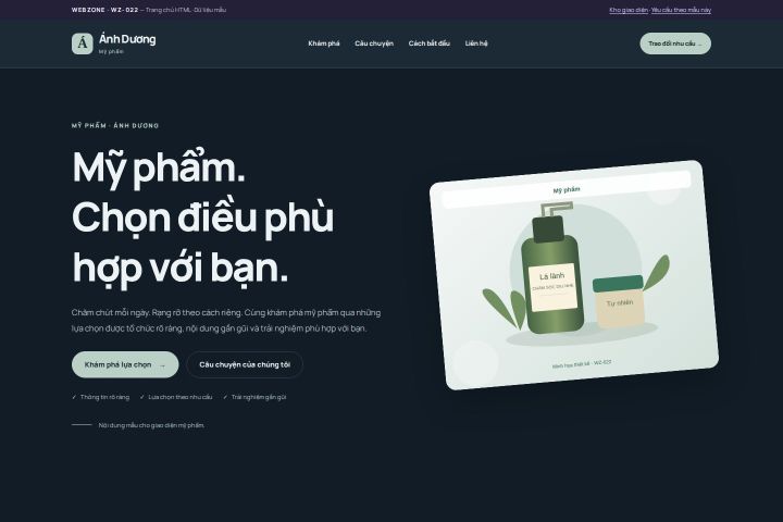 Ảnh chụp Giao diện HTML mỹ phẩm — Nổi bật | WZ-022