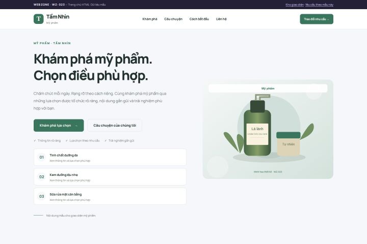 Ảnh chụp Giao diện HTML mỹ phẩm — Trưng bày | WZ-023