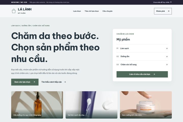 Ảnh xem trước Mẫu giao diện mỹ phẩm — Tập trung chuyển đổi | WZ-025