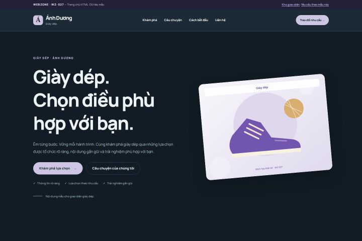Ảnh chụp Giao diện HTML giày dép — Nổi bật | WZ-027