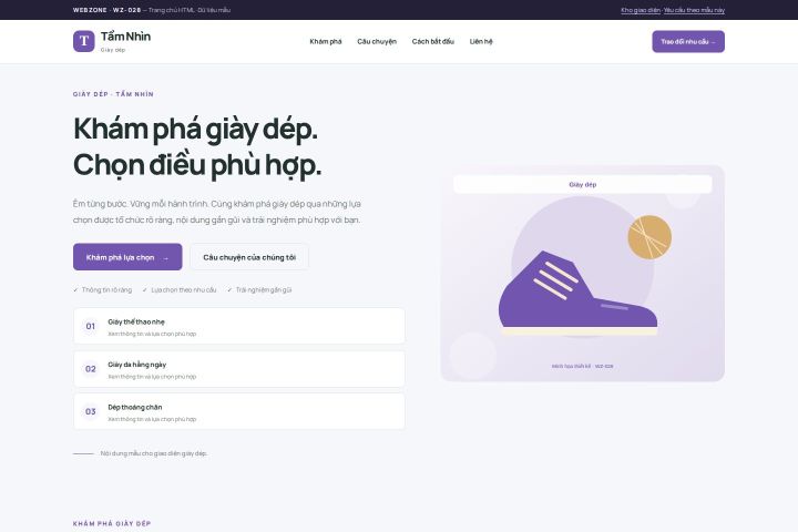 Ảnh chụp Giao diện HTML giày dép — Trưng bày | WZ-028