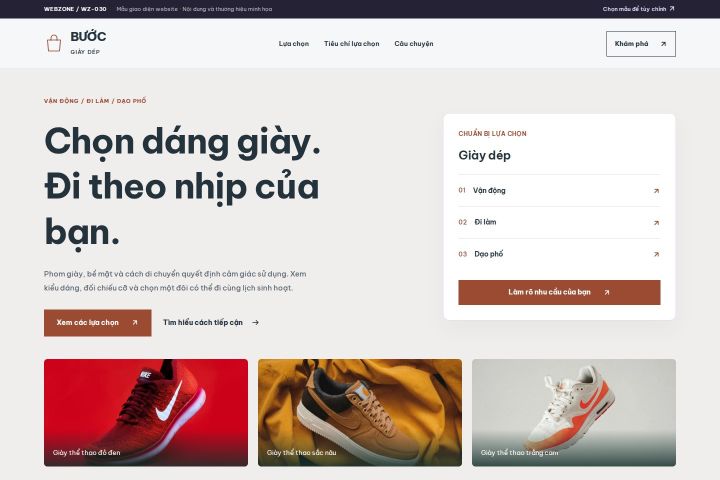 Ảnh xem trước Mẫu giao diện giày dép — Tập trung chuyển đổi | WZ-030