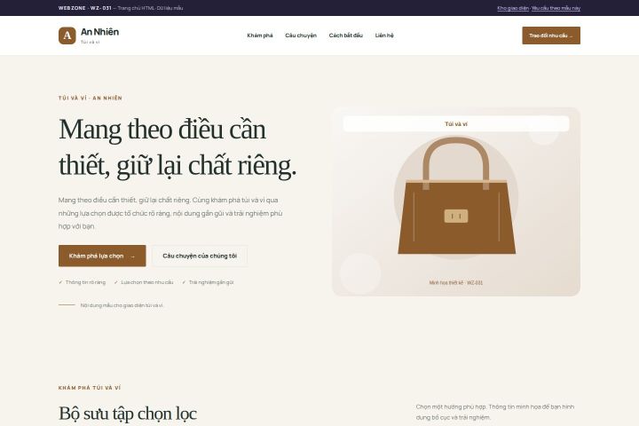 Ảnh chụp Giao diện HTML túi và ví — Thanh lịch | WZ-031
