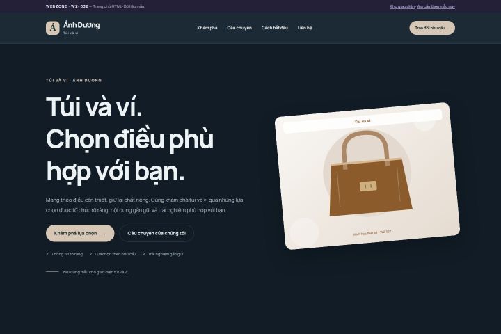 Ảnh chụp Giao diện HTML túi và ví — Nổi bật | WZ-032