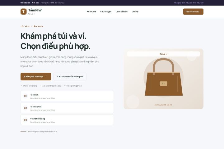 Ảnh chụp Giao diện HTML túi và ví — Trưng bày | WZ-033