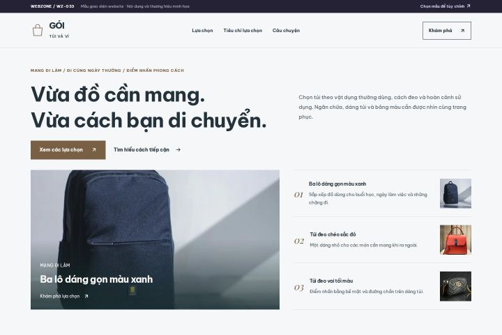 Ảnh xem trước Mẫu giao diện túi và ví — Trưng bày | WZ-033